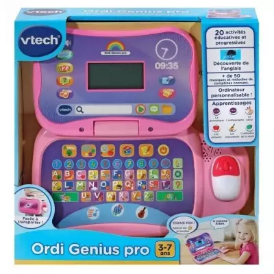 Ordinateur éducatif VTECH ORDI GENIUS PRO ROSE pour enfants de 3 a 7