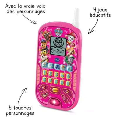 VTECH - PAT PATROUILLE - Smartphone Éducatif Rose - 6 activités édu