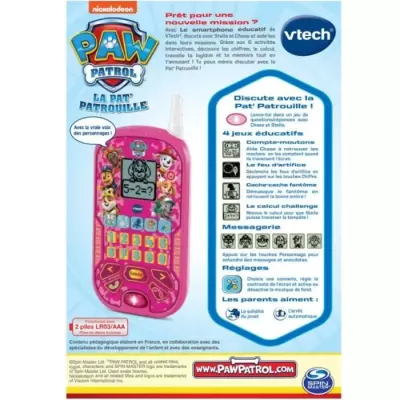 VTECH - PAT PATROUILLE - Smartphone Éducatif Rose - 6 activités édu