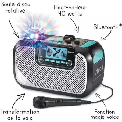 Enceinte Karaoké VTECH - Supersound Karaoke - 40W - Noir et gris - Po