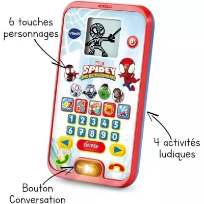 VTECH - SPIDEY - Le Smartphone Éducatif de Spidey - Enfant - Rouge -