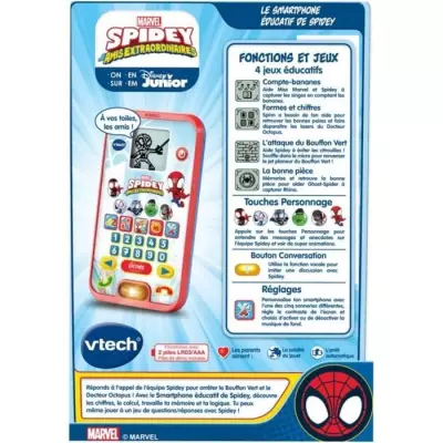 VTECH - SPIDEY - Le Smartphone Éducatif de Spidey - Enfant - Rouge -