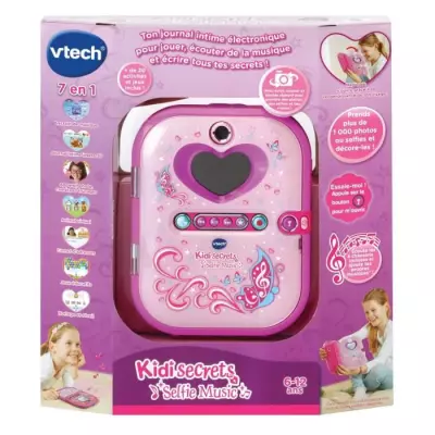 Agenda électronique VTECH Kidisecrets Selfie Music Rose avec lecteur