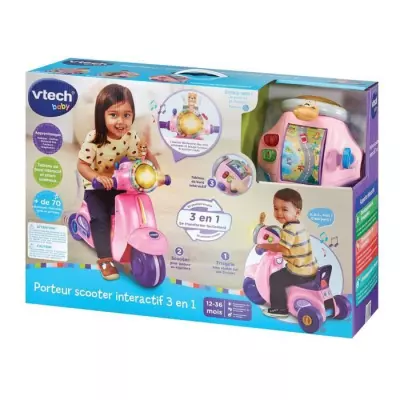 VTECH PORTEUR SCOOTER INTERACTIF 3 EN 1 ROSE