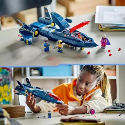 LEGO 76281 Marvel Le X-Jet des X-Men, Jouet d'Avion, Chasseur avec Min