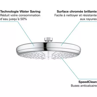 Douche de tete GROHE Vitalio Start 210 - jet unique - économie d'eau