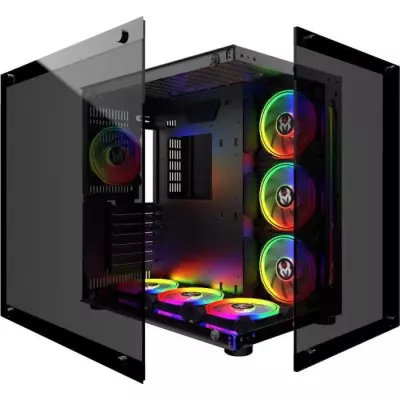 MRED - Boîtier PC Gamer ATX - Noir RGB Crystal Sea