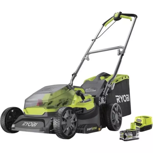 RYOBI - Tondeuse poussée 18V ONE+ - Brushless - Ø coupe 37 cm - ramassage et mulching + batterie 5,0 Ah & chargeur - RY18LMX37