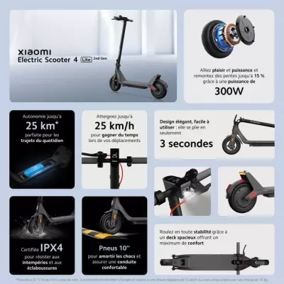 Trottinette électrique - XIAOMI - Electric Scooter 4 Lite 2nd Gen - P