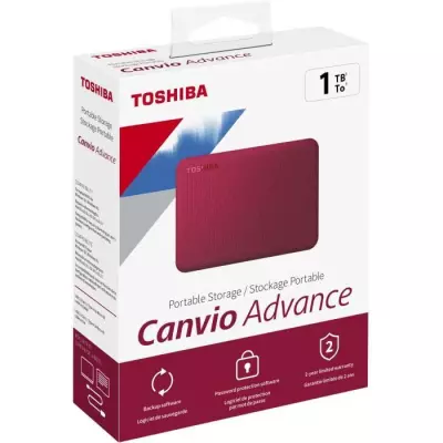 Disque dur externe - TOSHIBA - Canvio Advance - 1 To - Rouge