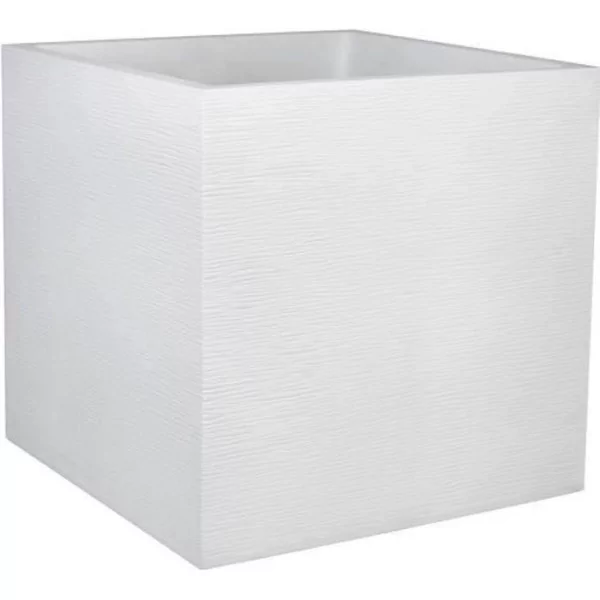 EDA PLASTIQUE Bac a fleurs carré Graphit - 57 L - 49,5 x 49,5 x 49,5 cm - Blanc cérusé