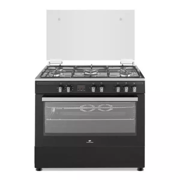 CONTINENTAL EDISON Cuisiniere piano four multifonctions catalyse 95L affichage digital L90 xH85 cm NOIR MAT ET INOX