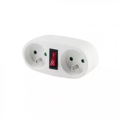 CHACON Prise biplite 2x16A avec interrupteur blanc