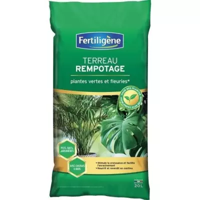 FERTILIGENE - Terreau rempotage plantes vertes et fleuries 20L - Stimu