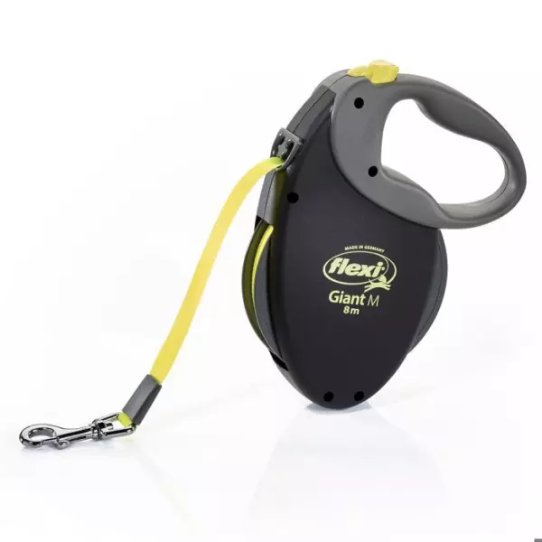 Laisse sangle TRIXIE flexi GIANT - Taille M - 8m - Noir et jaune fluo