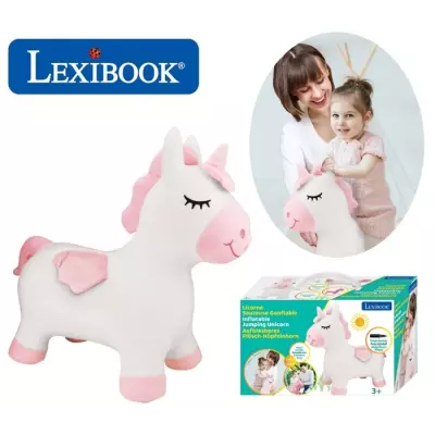 Porteur - LEXIBOOK - Licorne Sauteuse Gonflable en Peluche - Housse Am