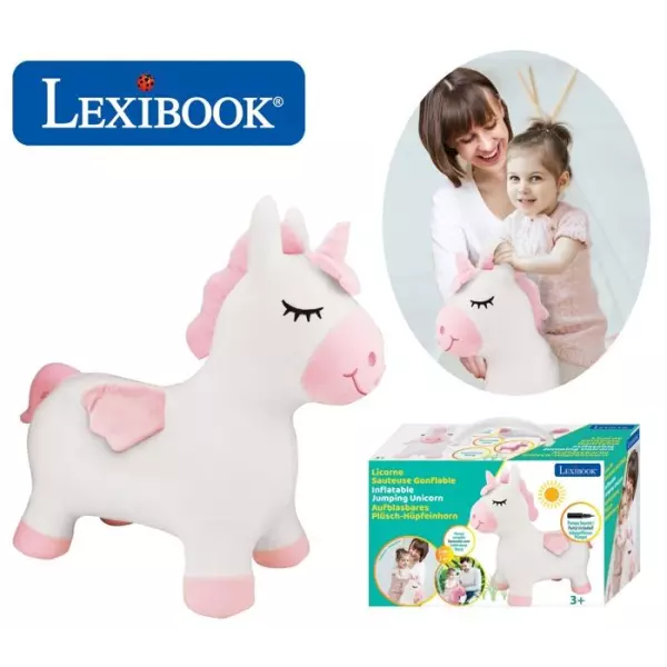 Porteur - LEXIBOOK - Licorne Sauteuse Gonflable en Peluche - Housse Amovible - Pour Enfant a partir de 3 ans