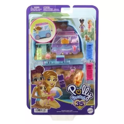 Polly Pocket-Chiot a la Plage-Coffret et figurines, jouet de voyage H