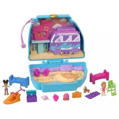 Polly Pocket-Chiot a la Plage-Coffret et figurines, jouet de voyage H