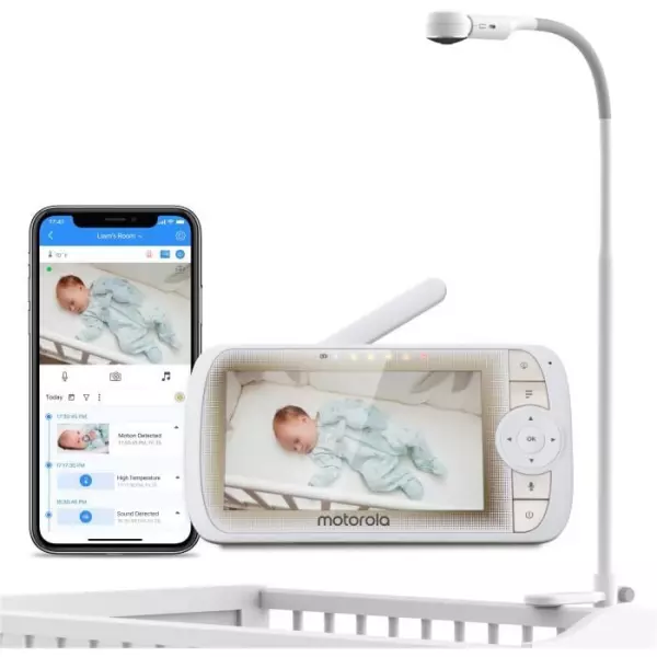 Ecoute bébé VM 65 CONNECT 2EN1 WIFI SUR TEL + VIDEO ECRAN 5 avec pied LIT VISION GRAND ANGLE -Temperature - T-Walkie