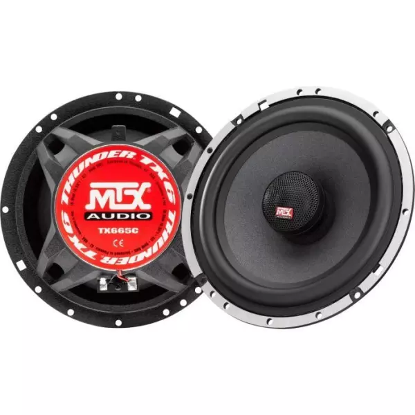 MTX TX665C Haut-parleurs voiture Coaxiaux 16,5cm 2 voies 90W RMS 4 Châssis alu Tweeters néodyme dôme soie Membrane pulpe cél