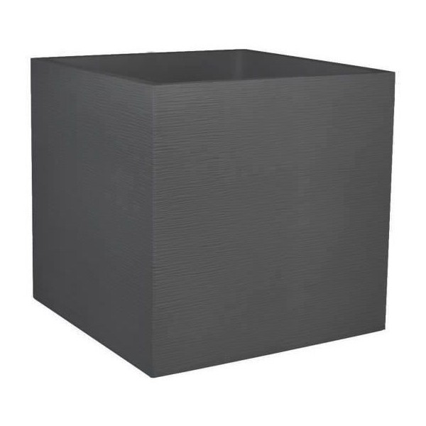 EDA PLASTIQUE Bac a fleurs carré Graphit - 57 L - 49,5 x 49,5 x 49,5 cm - Gris anthracite