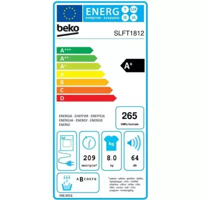 Sèche-linge pompe à chaleur BEKO b300 Eco sense SLFT1812 - 8 kg - L6