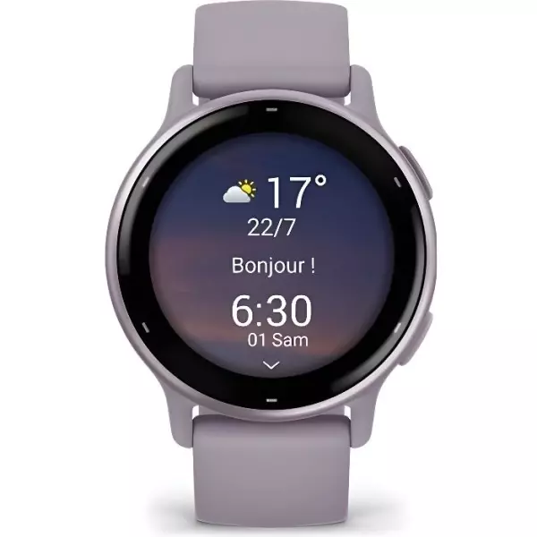 Montre connectée Garmin Vivoactive 5, Metallic Orchid avec bracelet violet