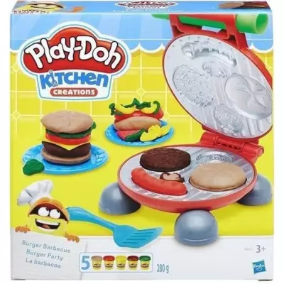 PLAYDOH Burger Party, Set pâtes a modeler, Accessoires pour créer de