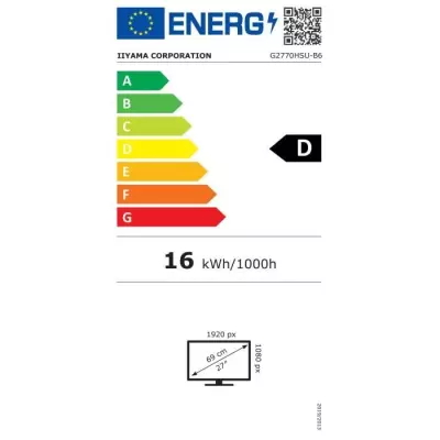 Ecran PC - IIYAMA - G2770HSU-B6 - 27 IPS FHD 1920 x 1080 - 0,2ms - 180