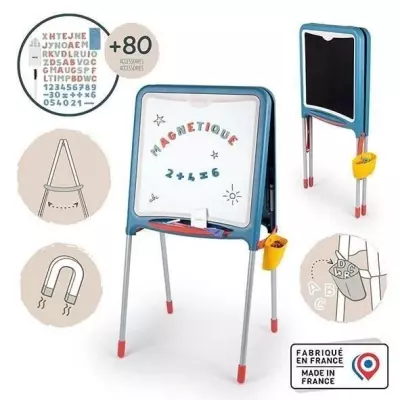 Smoby - Tableau Tubes - Double face magnétique et ardoise - Bac amovi