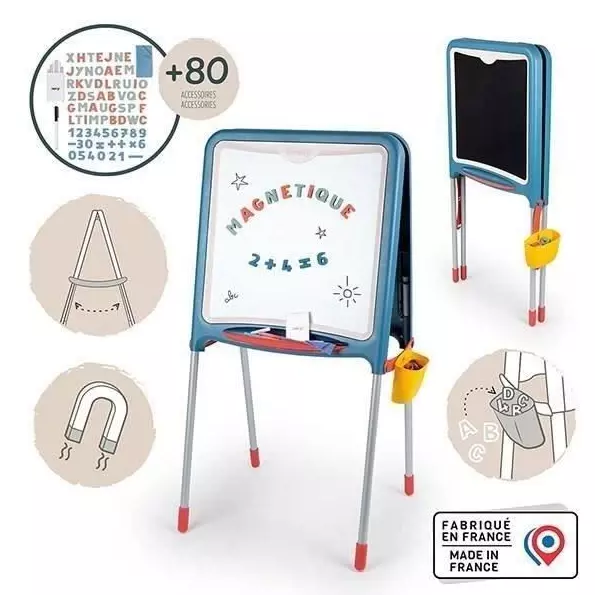 Smoby - Tableau Tubes - Double face magnétique et ardoise - Bac amovible - 80 accessoires inclus - Dés 3ans