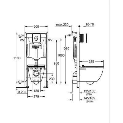 Solido Kit d'installation complet pour WC suspendu - Hauteur 1,13m - G