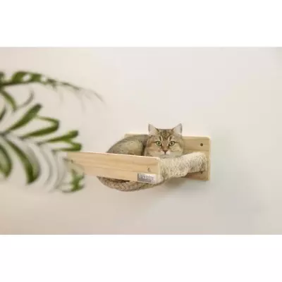 Hamac mural pour chats - KERBL - TIMBER - 38 x 33,5 x 16 cm - Bois mas