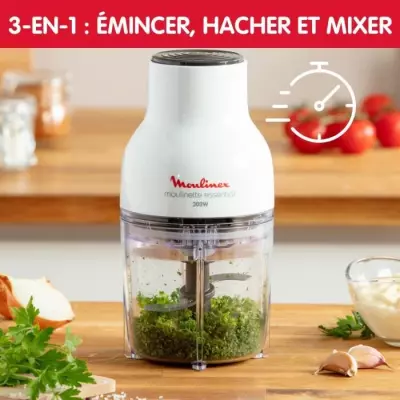 MOULINEX Hachoir électrique, Fonctions 3-en-1, Emince, Hache, Mise, 4