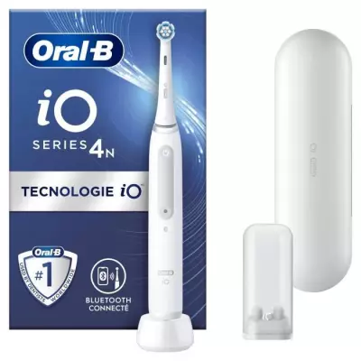 Brosse a dents électrique ORAL-B iO4 connectée - blanche - 4 modes d