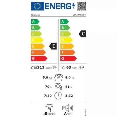 Lave-linge séchant SIEMENS WN34A100FF IQ300 - 8 / 5 kg - 1400 trs/min