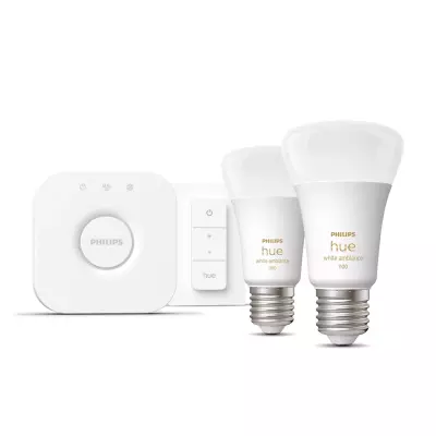 Philips Hue White ambiance Kit de démarrage   2 ampoules connectées E27 (1100) + variateur