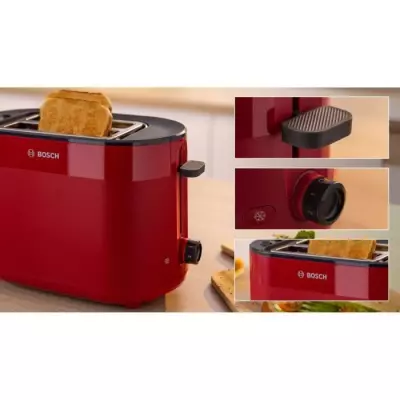 Toaster - BOSCH - TAT2M124 MyMoment - Rouge - 2 tranches - centrage au