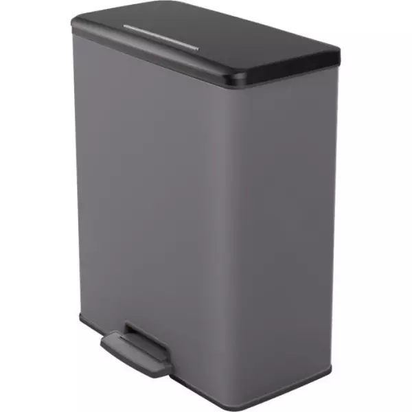 Poubelle Duo Rectangle - DECO BIN - CURVER - 52L (26+26L) - 49 x 32 x 61 cm - Anthracite