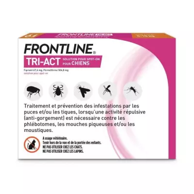 FRONTLINE Tri-Act Chiens S - 5 a 10 kg - 6 Pipettes - puces, tiques, m