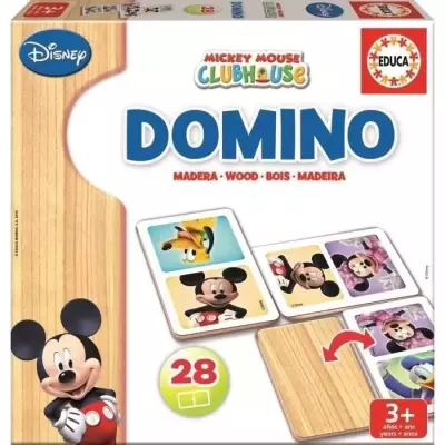 Jeu de domino en bois Mickey - EDUCA - Domino bois Mickey - Mixte - En