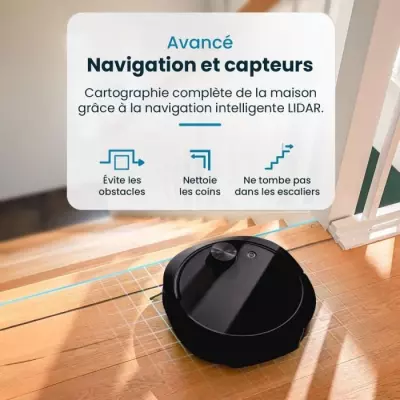 Robot Aspirateur Laveur connecté avec base de vidage EZICLEAN All-in-