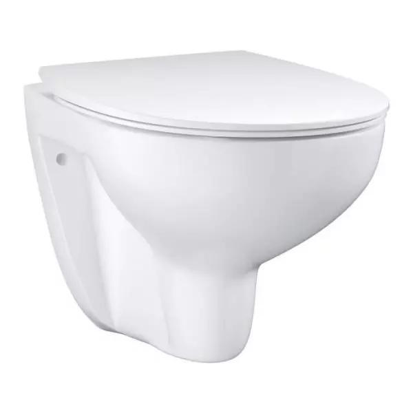 Ensemble WC avec cuvette suspendue et abattant frein de chute - GROHE - Bau Ceramic a Réservoir de chasse encastré - Sans brid