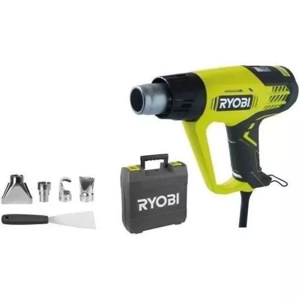 RYOBI - Décapeur thermique 2 000 W - 2 températures 50 / 650°C - affichage LCD - En coffret avec 1 grattoir et 4 buses - EHG2