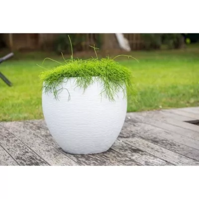 Pot de fleur EDA rond Graphit Ø50cm - Contenance 46L - Blanc cérusé