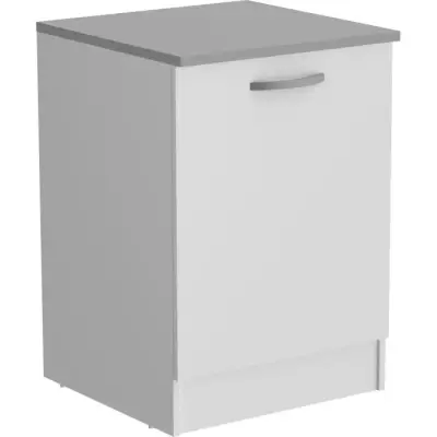 Meuble bas de cuisine OSLO - Blanc mat - 1 porte - L 60 x P 60 x H 86