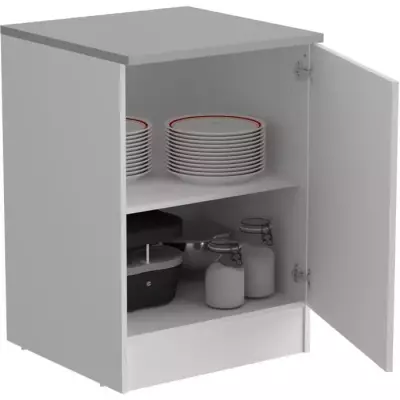 Meuble bas de cuisine OSLO - Blanc mat - 1 porte - L 60 x P 60 x H 86