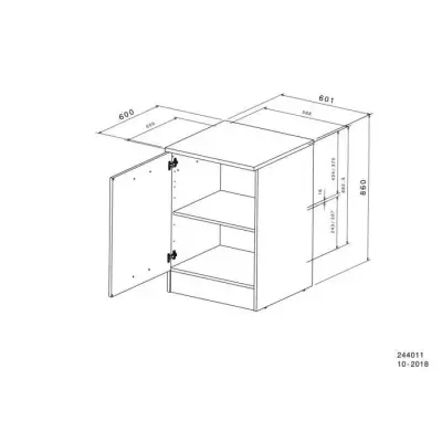 Meuble bas de cuisine OSLO - Blanc mat - 1 porte - L 60 x P 60 x H 86