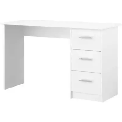 Bureau droit 3 tiroirs - Panneaux de particules - Décor Blanc - Scand